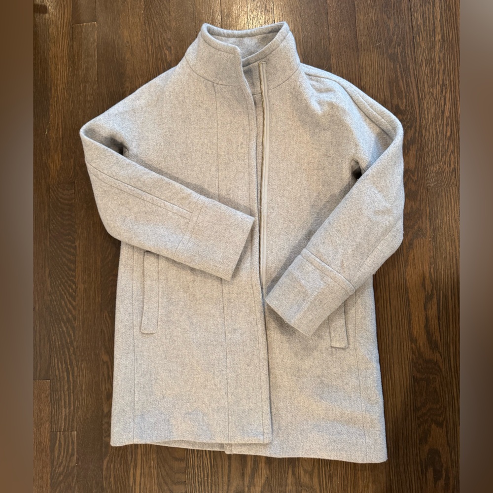 J. Crew Factory Light Gray Zip Up City Coat